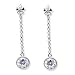 Cubic-zirconia Rhodium Finish Sterling Silver Drop Earrings