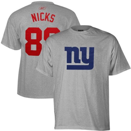 New York Giants Reebok Hakeem Nicks Grey Jersey T-Shirt (X-Large)