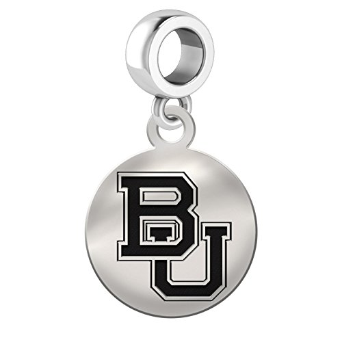 Baylor Bears Sterling Silver Round Drop Charm Fits All European Style Bracelets