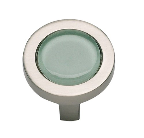 Atlas Homewares 229-GR/BRN 1-1/4-Inch Spa Green Round Knob, Brushed Nickel