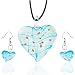 Baby Blue Heart Murano Glass Earrings Set