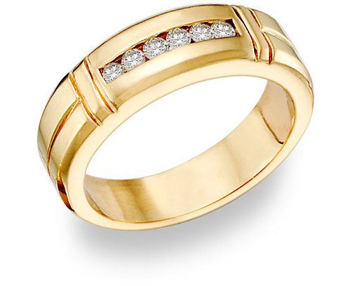 14K Gold Men's 0.45 Carat Diamond Wedding Band
