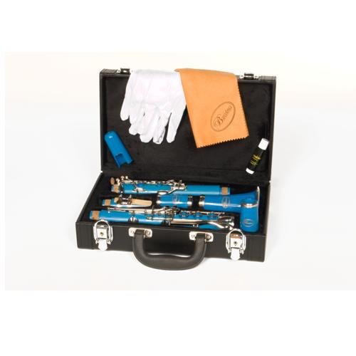 Barcelona Bb Clarinet with Case, Polishing Cloth, Gloves, and Cork Wax – Blue