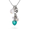 Amaro Necklace - "Mazal" Luck Amulet in Turquoise Silver and White #84966 AMK ONK