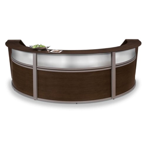 Marque Curved Triple Reception Station with Plexi Panel Walnut Finish