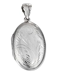 Sterling Silver Etched Oval Locket