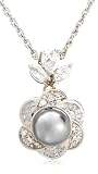 Cubic Zirconia and Glass Pearl Floral Pendant by Margot Townsend, 20'