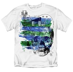 Guitar Stripe Skull - White T-Shirt