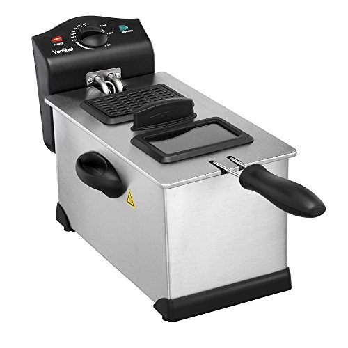 VonShef 3 Litre Stainless Steel Deep Fat Fryer with Viewing Window