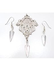 Stering Silver German Dragon Pendant and Earrings Set
