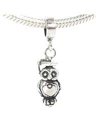 .925 Sterling Silver " Graduation Owl Dangle " Charm for Pandora Chamilia Kay Troll and Other Charm Bracelet