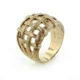Technibond Gold Over Sterling Silver Wide Woven Band Ring (Size 5,6,7,8,10)