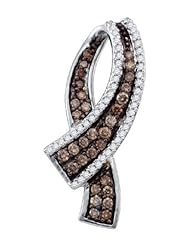 0.49ctw Cognac Chocolate Brown & White Round Diamond Pendant