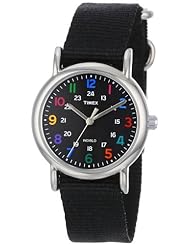Timex Womens T2N869 Weekender Slip-Thru Black Nylon Strap Watch