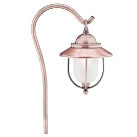 Malibu CS140K Low Voltage 18-Watt Metal Lantern Walk Light, Antique Copper with Frosted Ribbed Glass Globe