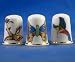 Porcelain China Collectable Thimbles - Set of Three Gold Brooch Designs