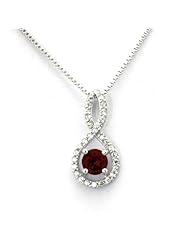 Sterling Silver Figure 8 Infinity Pendant w/ January 1.50ctw Garnet CZ Color Birthstone