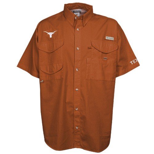 Columbia NCAA Men's Texas Longhorns Collegiate Bonehead Short Sleeve Shirt (Cedar, Large)