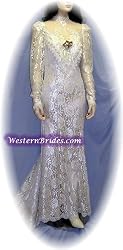 High Neck Train Length Gown, Ivory/Ivory, Size 16