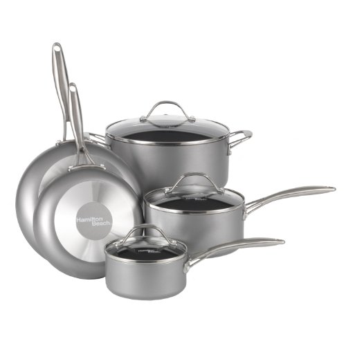 Hamilton Beach Silhouettes Pewter 8-Piece Nonstick Cookware Set