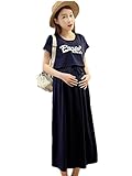 【TPGROWIN】 マタニティ ウェア 授乳服 ワンピース 授乳口付き 外出着 妊婦服 出産 準備 産前 産後 授乳 楽ちん ロング丈 全3色 (M, ネイビー)