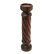 Handmade Large Wooden Candleholder With Spiral Design Mahogany Finish