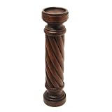 EXP Handmade Large Spiral Design Wood Candleholder, Mahogany Finish