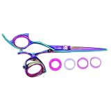 Shark Fin Hair Shears Professional Line Titanium Rainbow Left Handed Super Swivel Texturizer 28T Thinner + Scissor Case + Bella Via Hair Glitz Shimmering Hair Tinsel the Hottest Trend in Hair Accessories