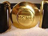 WW2 USMC OFFICERS BRASS/BLACK LEATHER PISTOL BELT UNITED STATES MARINE CORPS