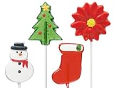 Christmas Hard Candy Lollipops-set of Eight-4 Shapes: Tree, Snowman, Stocking and Santa Hat. Custom Lollipal Xmas Stocking Stuffers.