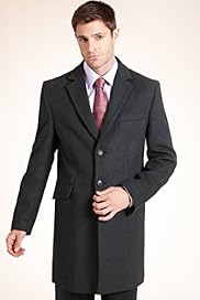 Big Tall Notch Lapel 3 Button Coat with Wool