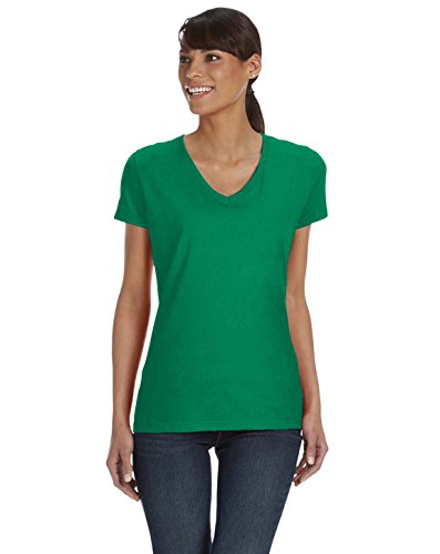 Fruit Of The Loom Heavy Cotton Hd Ladies' V-Neck Tee (Kelly) (L)