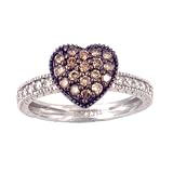 14K Chocolate & White Diamond Heart Ring