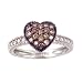 14K Chocolate & White Diamond Heart Ring