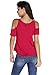 Chase Secret Womens Sexy V-Neck Lace Off Cut Out Shoulder Tops Shirt Red L