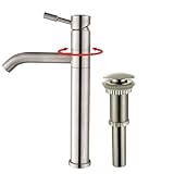 Kraus KVF-2180-PU-10SN Aldo Single Lever Vessel Faucet, Stainless Steel with Pop Up Drain Satin Nickel