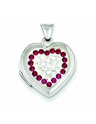 Genuine .925 Sterling Silver 15mm Red & White Swarovski Elements Locket 0.8 Grams. 100% Satisfaction Guaranteed.