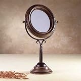 Wrought Iron Framed Mango Wood Makeup Vanity Mirror