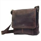 Vertical Simple Messenger in Distressed Leather