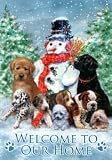 Snowman & Dogs- Large Flag