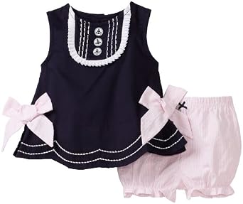 Hartstrings Baby-girls Newborn Sateen Sleeveless Top and Seersucker Short Set