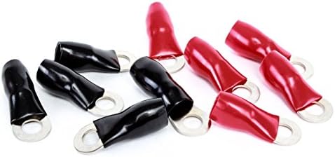 Sinister Accessories - 4 Gauge AWG Nickel Plated Crimp Ring Terminals - 10 Pack (5 Black / 5 Red) - SRT4-10