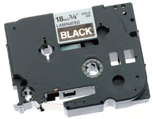 Brother 3/4 Inch x 26.2 Feet Gold on Black Labeling Tape (TZ344)