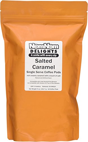 Flavored Coffee Single Serve Cups for Keurig K Cups Brewer 10 Count By NomNom Delights (Salted Caramel)