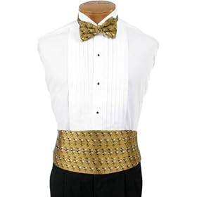Georgia Tech Cummerbund and Bow Tie Set - Georgia Tech Gold Cummerbund Set with Yellow Jacket Logo