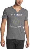 Converse by John Varvatos Men's Short Sleeve Winner Slit Neck Tee, Pigeon Grey, Small
