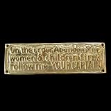 Brass Abandon Ship Sign Follow Your Captain Nautical Plaque Solid Plate Brass