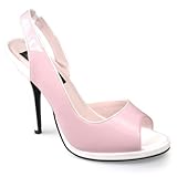 Desire 5 Inch Sexy Peep Toe Shoe Slingback Sandal With Side Dip Baby Pink / White Patent Pleaser