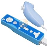 Blue / Solid Blue - Premium 2 Tone Virgin Silicone Skin Case for Nintendo Wii Remote Control & Nunchuk