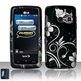 Rubberized Black Silver Vine Flower Butterfly Snap on Design Case Hard Case ....